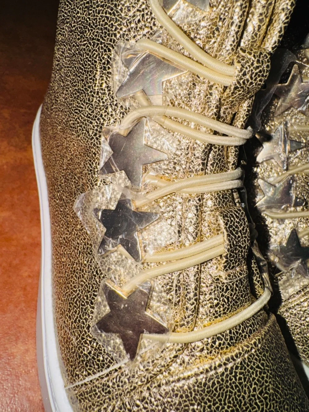 Katy Perry Gold Starry Sneakers (New in Box-Size 1)